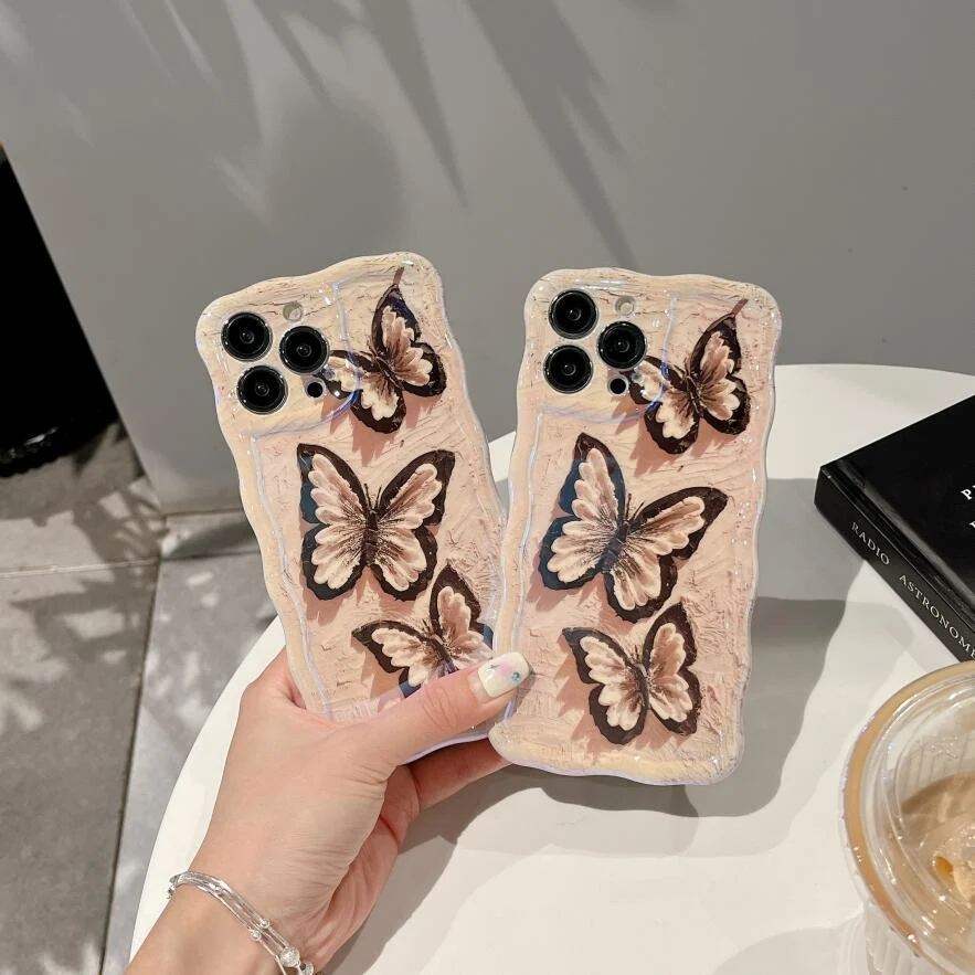 Title 3, Capinha para celular com padrão de ondas e borb...