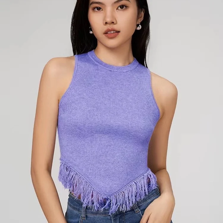 Women's Pure Color Halter Strap Elegant Knitted Sleeveless Top — photo 3