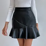 Saia PU cintura alta estilo INS europeu e americano, corte em A, modelo lápis, perfeita para um visual elegante e moderno em diversas ocasiões. — foto 7