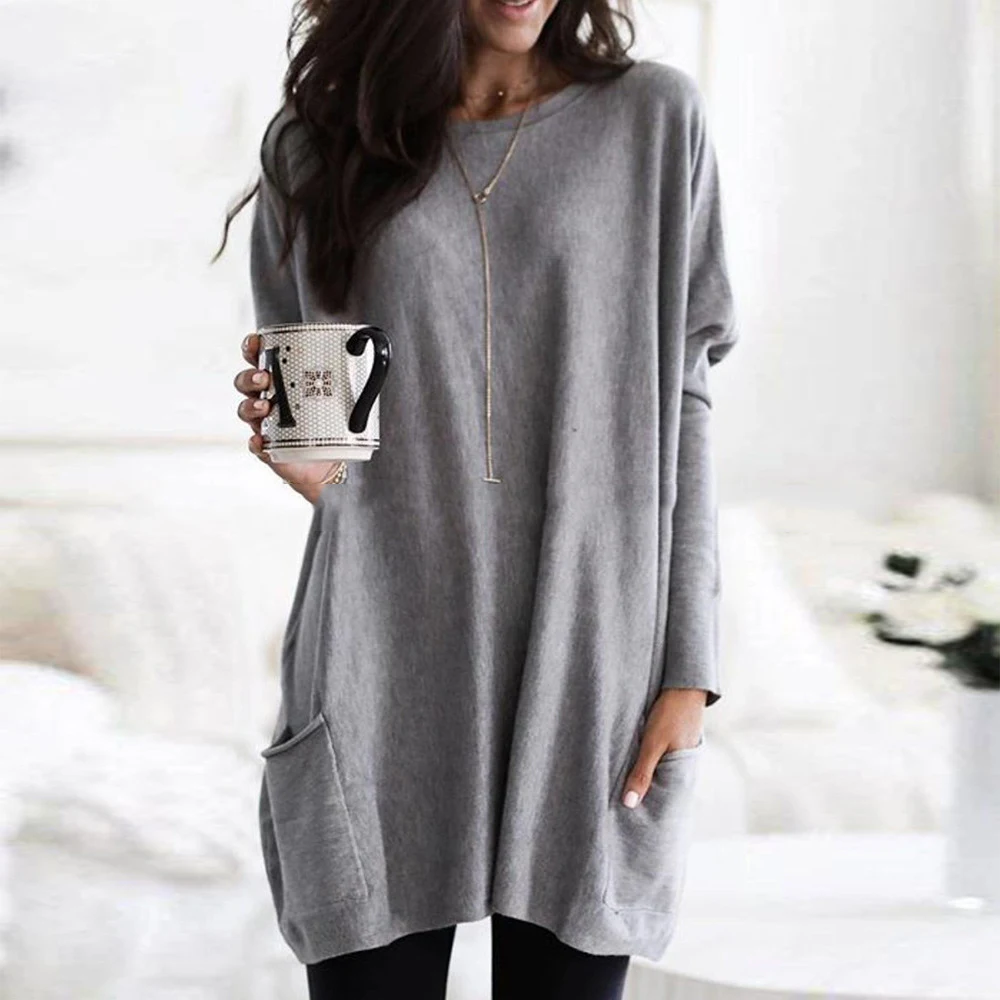 Title 17, T-shirt tascabile casual a maniche lunghe autun...