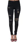 Leopard-print ripped patch stretch jeans. Stretchy jeans met luipaardprint, gescheurde patches en een perfecte pasvorm. — foto 4