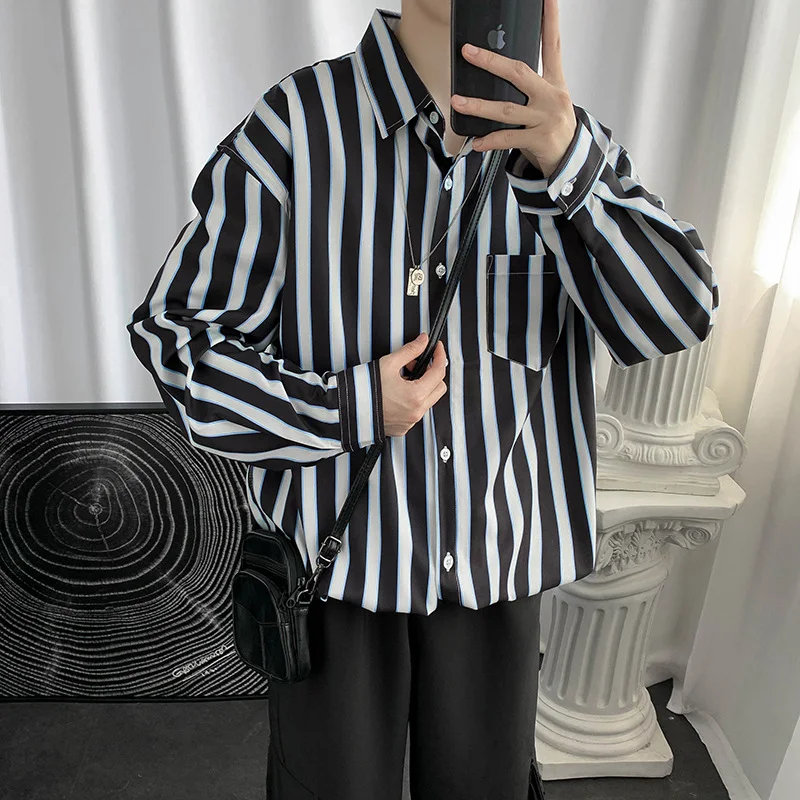 Title 7, Camisa de manga longa listrada com blocos de co...
