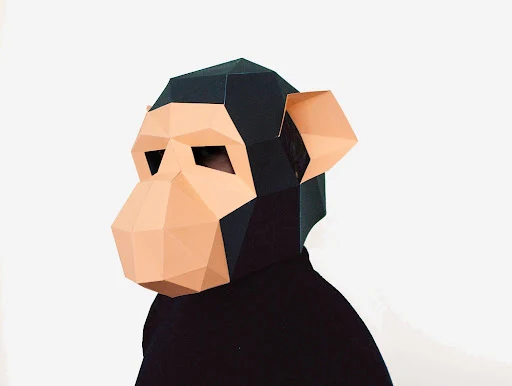 Title 5, Máscara de macaco artesanal, modelo de papel us...