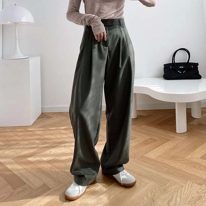Title 3, Fashion High Waist Smoke Tube Wide-leg Pants Lo...
