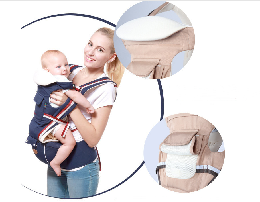Canguru para bebê quatro estações, respirável e com alças, assento de cintura infantil, confortável e seguro, perfeito para passeios. — foto 4