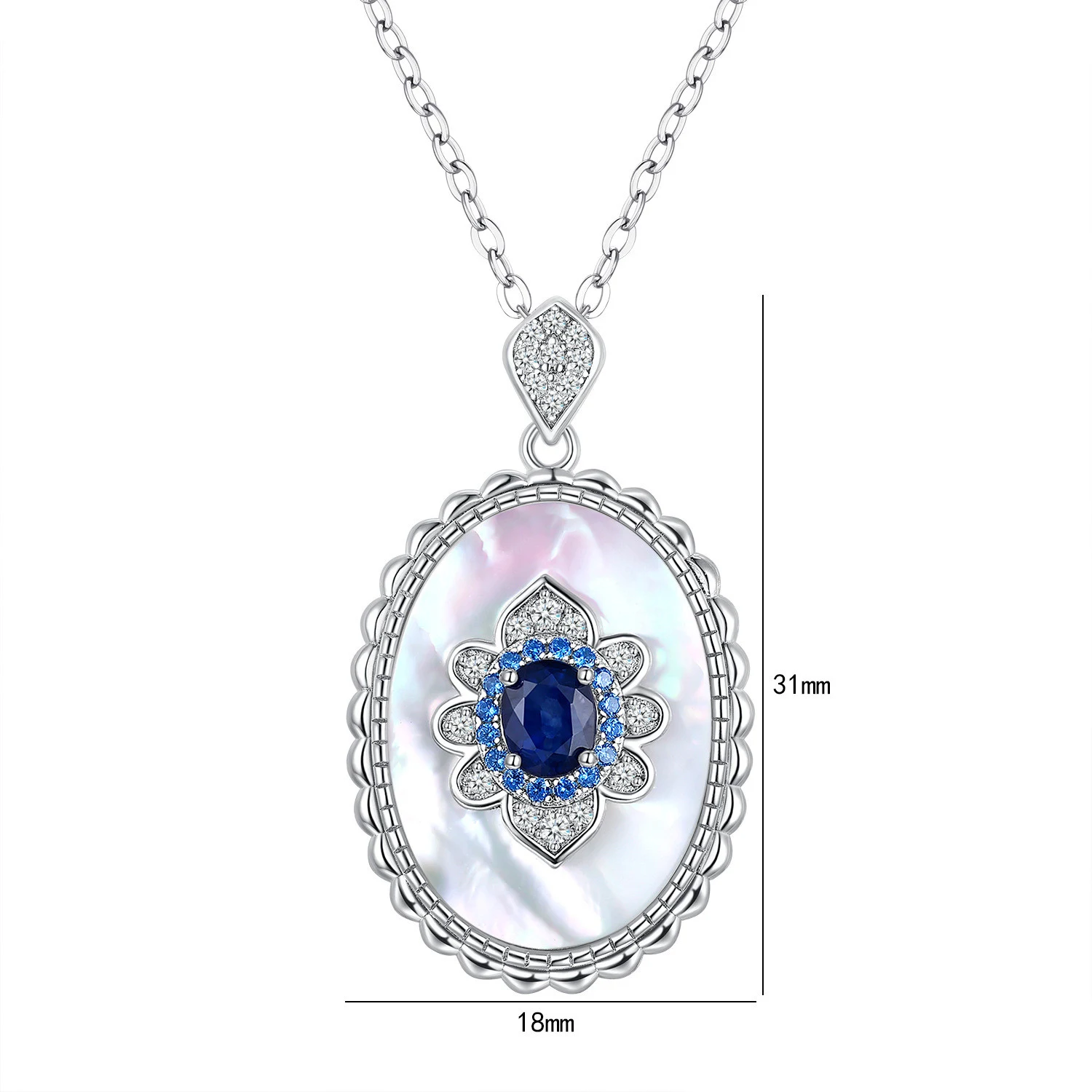 Colar com pingente de safira natural de luxo leve em prata esterlina, perfeito para realçar sua beleza com elegância e sofisticação. — foto 4