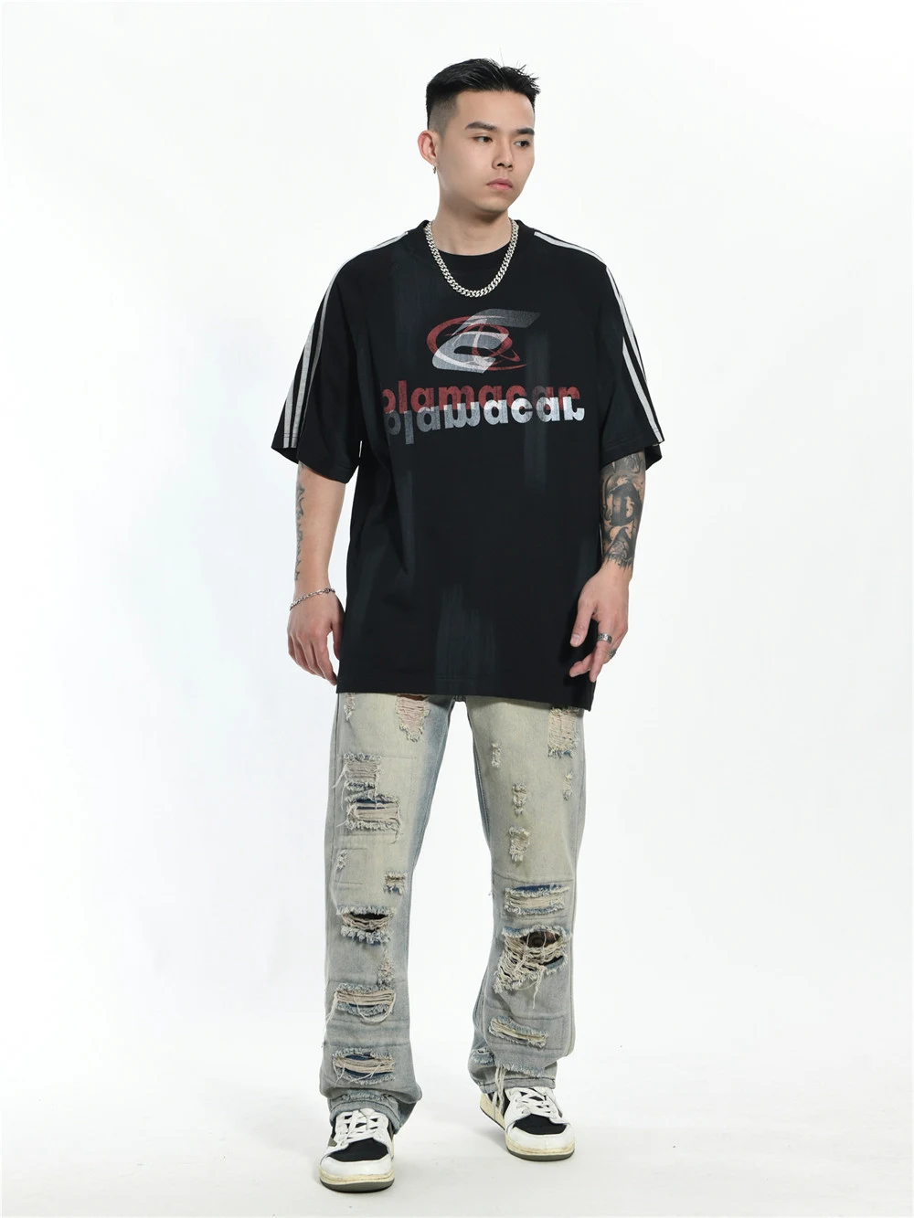 Title 11, Camiseta Masculina Manga Curta Solta com Letras...