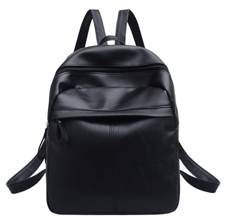 Mochila feminina de couro PU de alta qualidade, moda sólida para meninas adolescentes, grande capacidade, casual preta. — foto 1