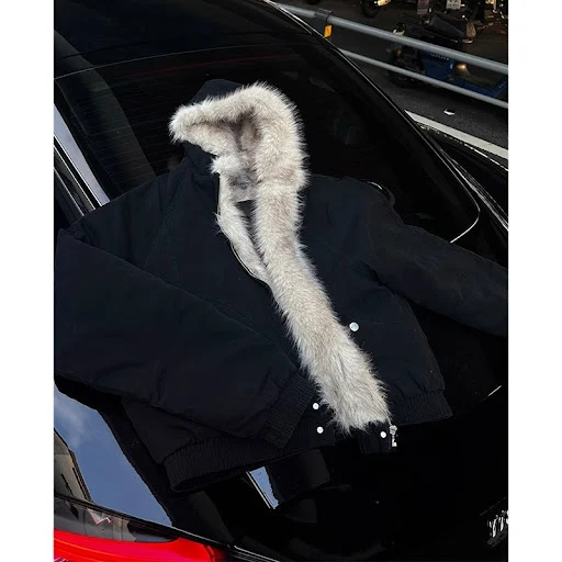 Title 3, Winter Hooded Short Fur Collar Coat for Women. ...