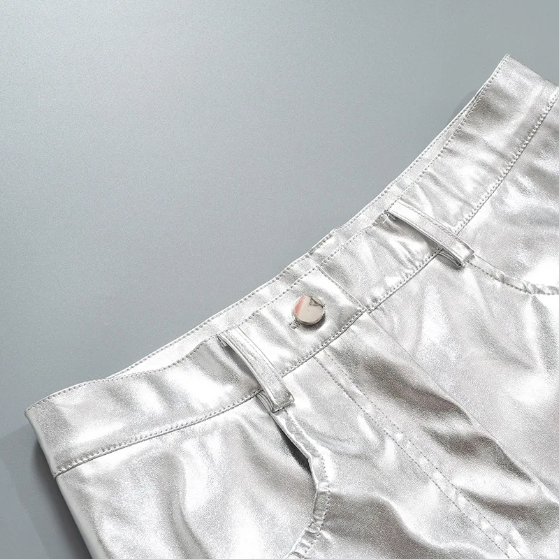 Pantalones Casuales de Mujer Holgados con Bolsillos, Cremallera y PU Brillante, Moda Otoño Invierno, Ajuste Relajado y Estilo Moderno. — foto 50