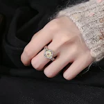 Anel de pétala dourada em prata esterlina S925, design elegante e luxuoso com zircônia vermelha, combina com tudo, simples e sofisticado. — foto 5