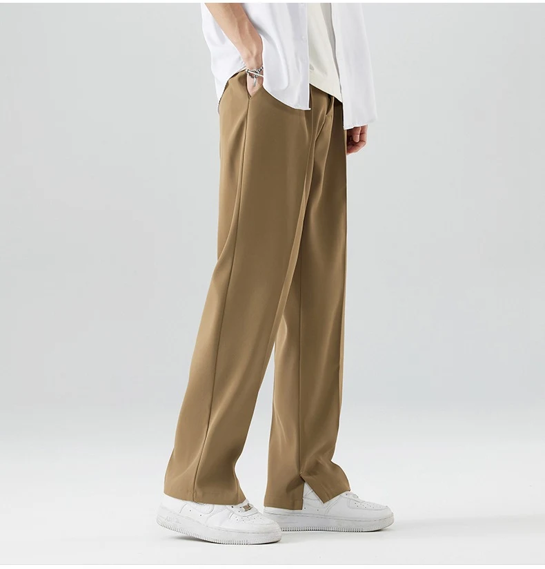 Muške ledene svilene ležerne pantalone od odela, hladne i udobne za leto. Stil i elegancija, prozračan materijal za svakodnevno nošenje i savršen osećaj — foto 5