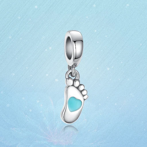 Title 6, Pingente de coração com gota de óleo azul, berl...