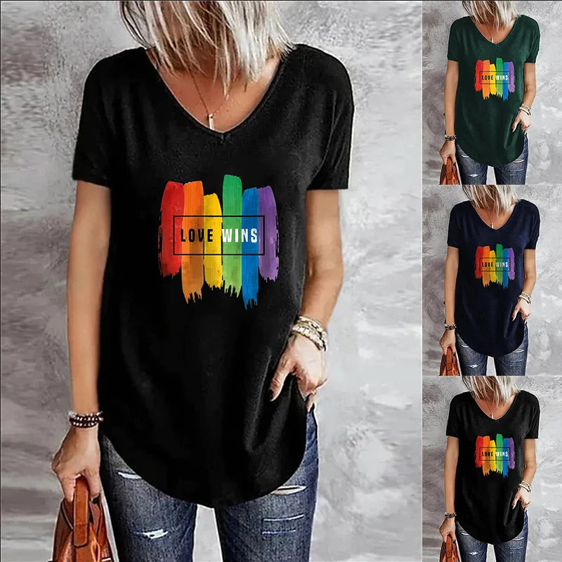 Title 2, Rainbow Letter Printing Lady Temperament Commut...
