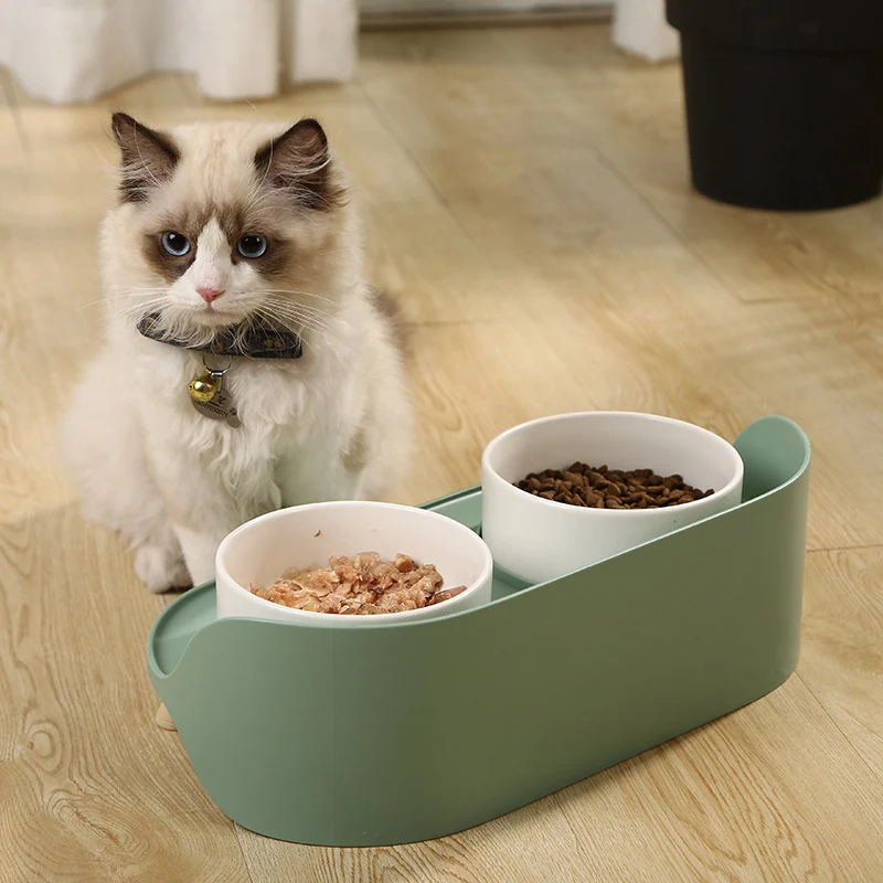 Title 2, Ceramic Cat Bowl Double Bowl Protects Cervical ...