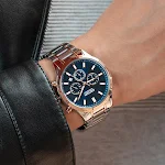 Relógio masculino de aço inoxidável com cronógrafo, à prova d'água, luminoso e quartzo. Precisão e estilo para o homem moderno. — foto 7