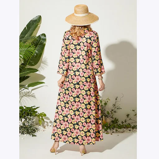 Title 2, Bedrucktes, langes, lockeres Temperamentkleid m...