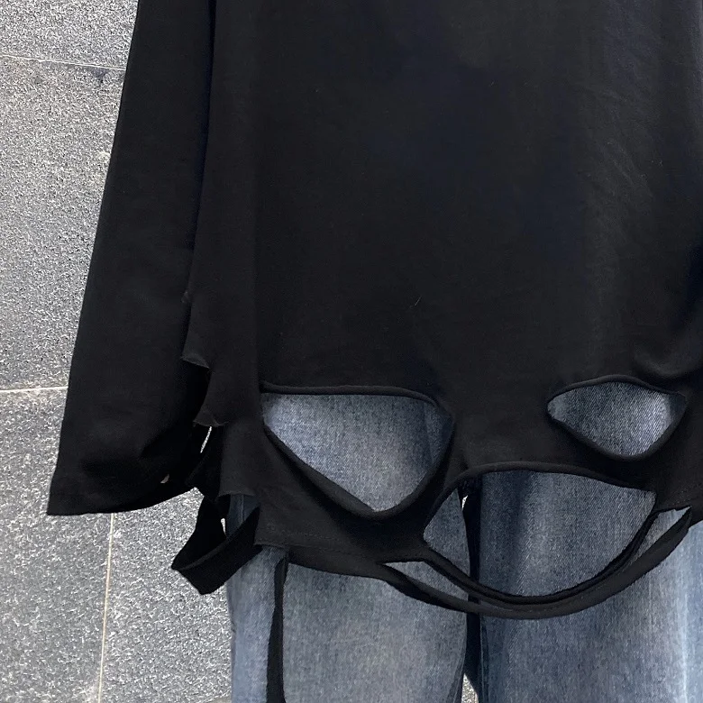 Title 4, Solid Color Hole Inner Mid-length Long-sleeved ...