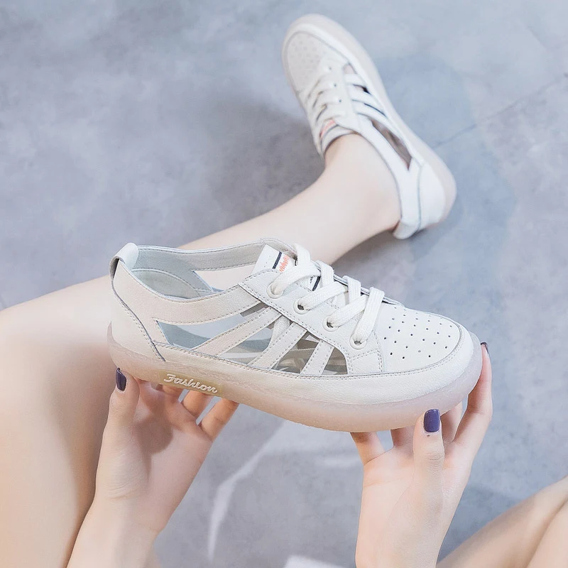 Women's Large Size Leather Toe Hollow White Shoes. Experience all-day comfort and style. Perfect for everyday wear or sp — photo 3