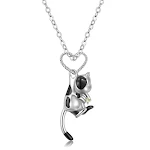 Colar feminino de prata esterlina S925 com design de gato leite tridimensional, um acessório fofo e charmoso para realçar seu visual. — foto 12
