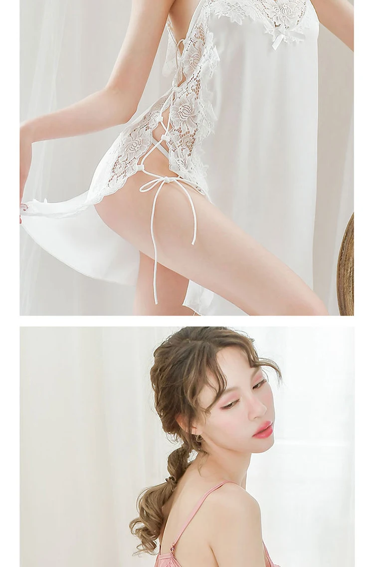 Title 16, Lace halter strap side slit suit nightdress hom...