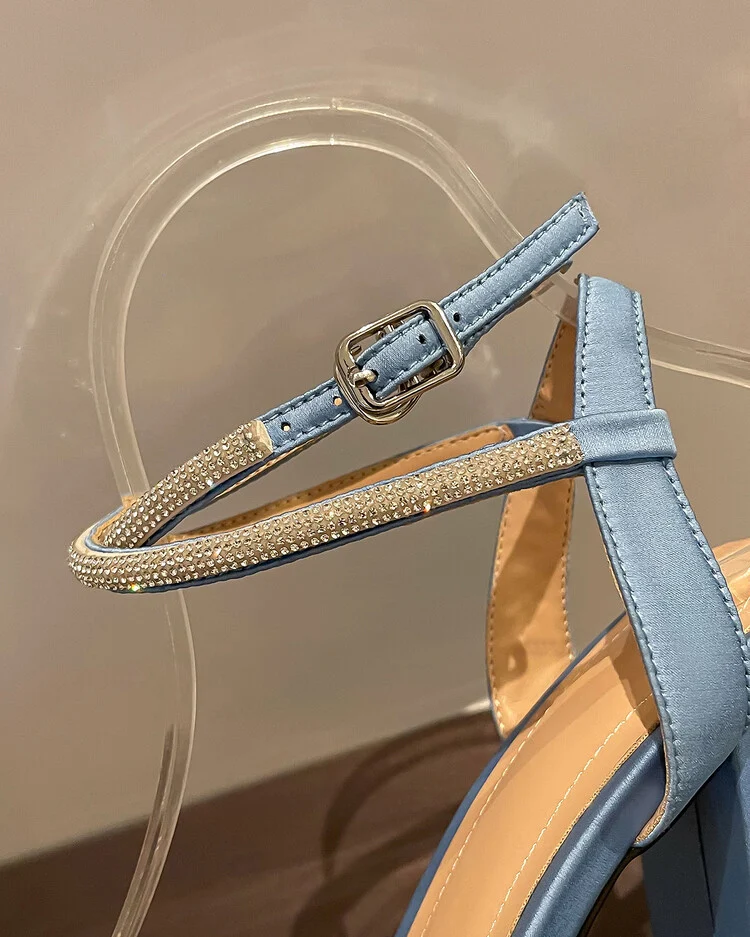 Rhinestone Banquet Ladies Satin High Heels. Sparkle at your special event. Elegant party shoes for women. Comfortable, s — photo 9