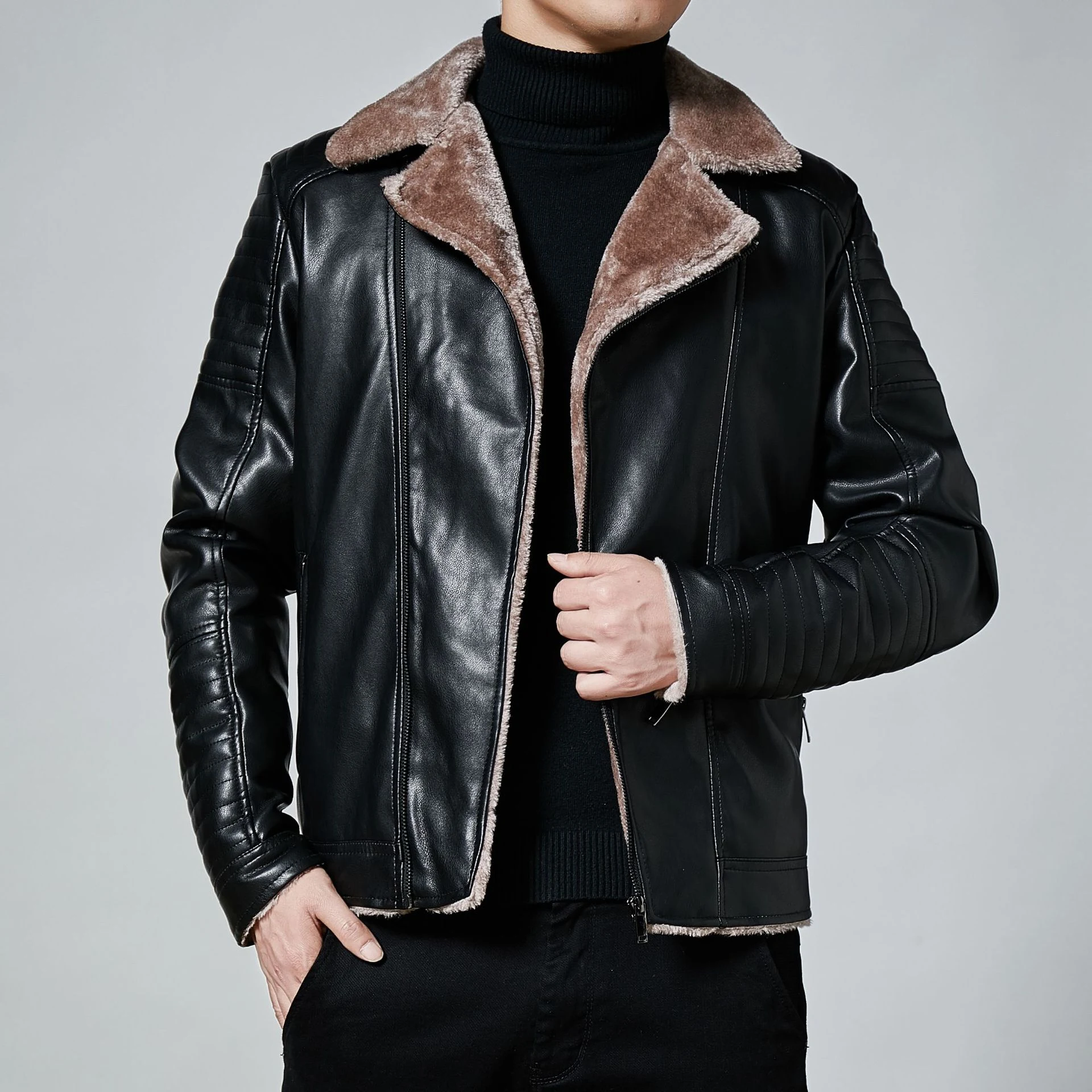 Slim Fit Lapel Plus Velvet Padded Jacket for a stylish and warm look. Experience superior comfort and exceptional style — photo 1