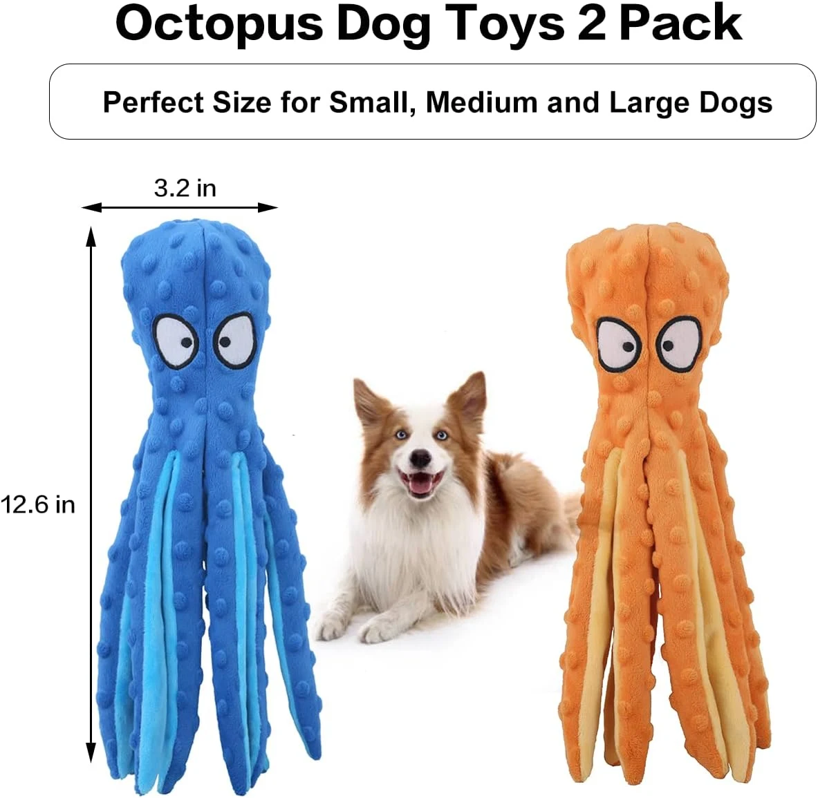 Dog Squeaky Toys Octopus No Stuffing Crinkle Plush Toys for Puppy Teething Durable Interactive Chew Toys for Small Mediu — photo 12
