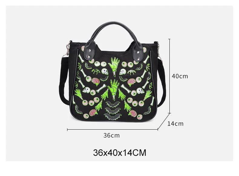 Halloween skull print handbag, the perfect accessory to carry your essentials in spooky style. Complete your costume wit — photo 4