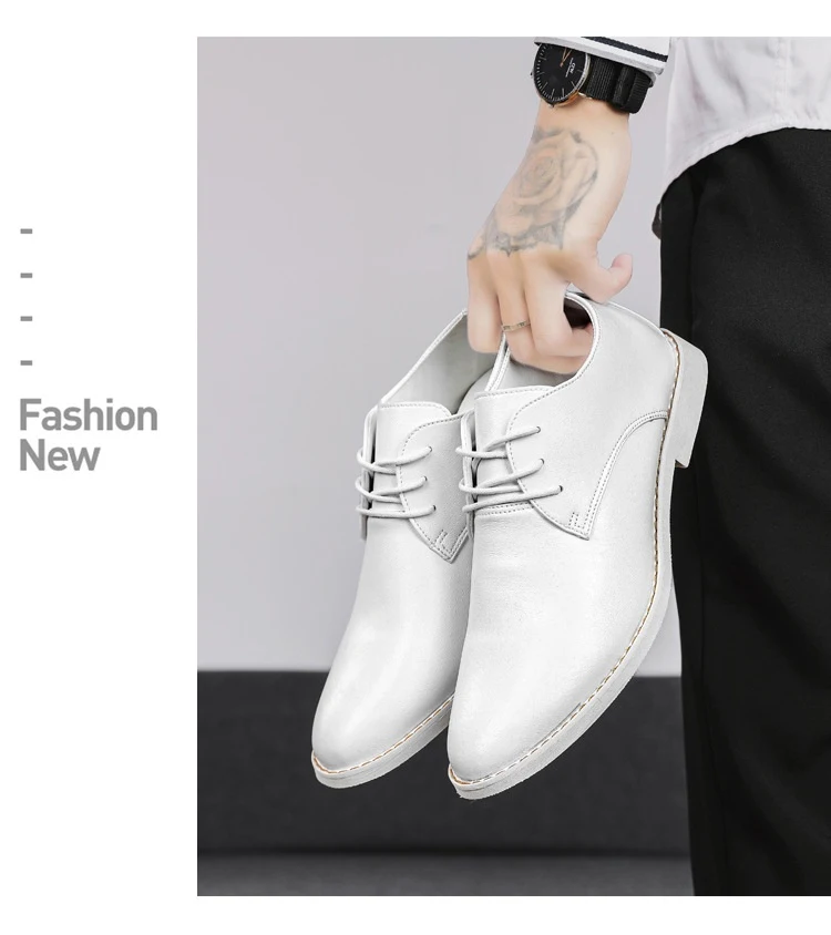 Title 4, Męskie skórzane buty ślubne business casual, ro...
