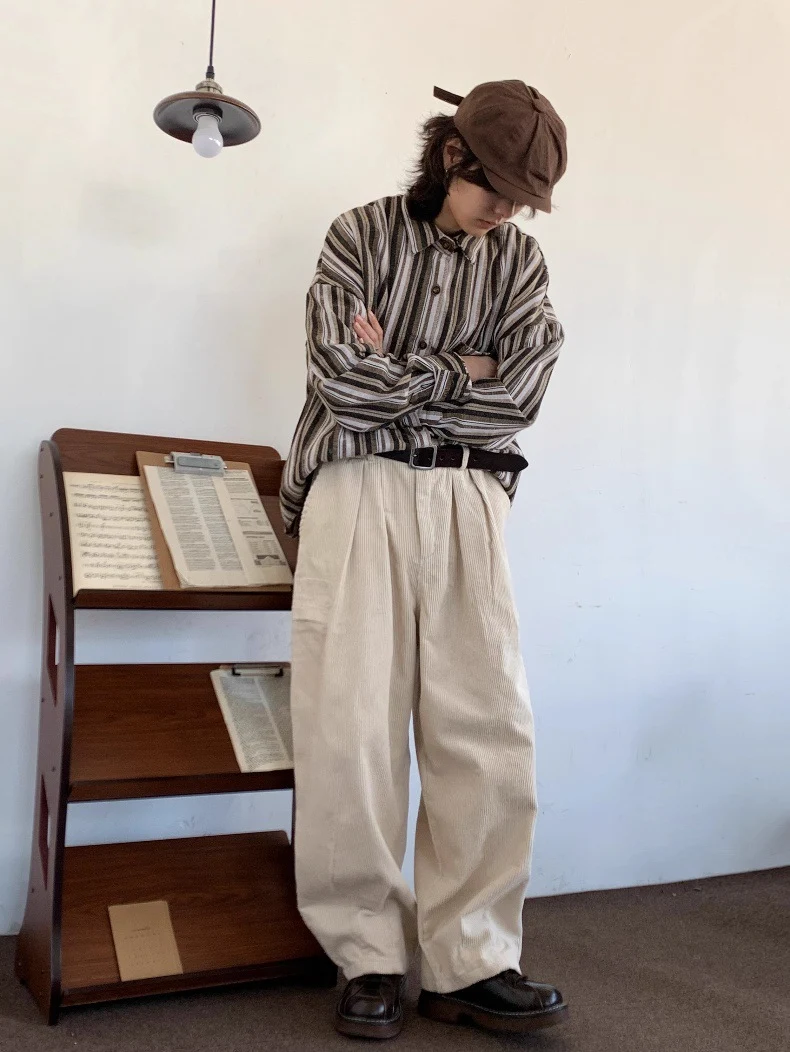 Men's All-match Retro Corduroy Wide-leg Pants for versatile styling. Comfortable fit, timeless design, and soft fabric f — photo 6
