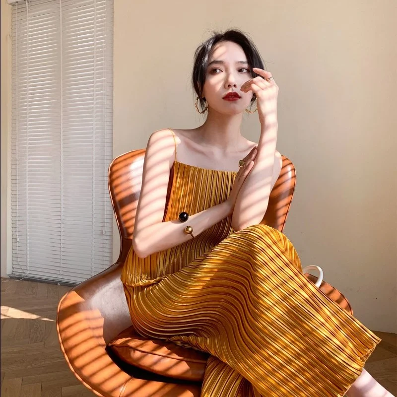 Seaside Resort Beach Collarbone One Shoulder Dress. This dress is perfect for resorts, offering a stylish and comfortabl — photo 4