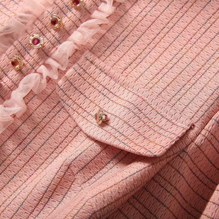 Title 20, Voile Stitching Stand Collar Long Sleeve Oversi...