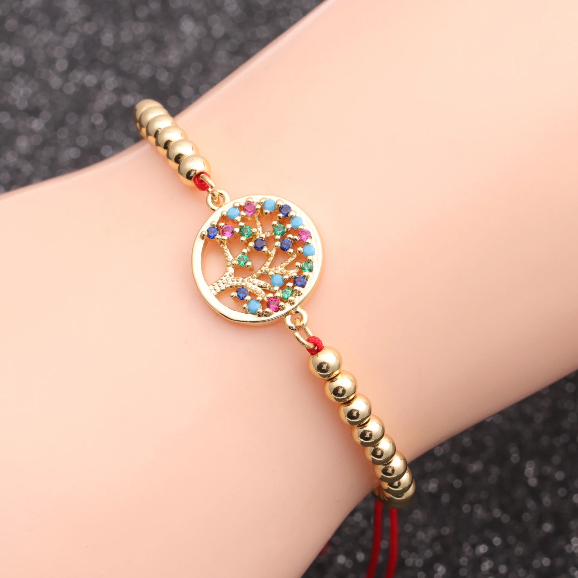 Pulseira Simples com Zircônia Criativa Árvore da Sorte, Corda Vermelha para Mulheres, Estilo Europeu e Americano, Traz Sorte — foto 6