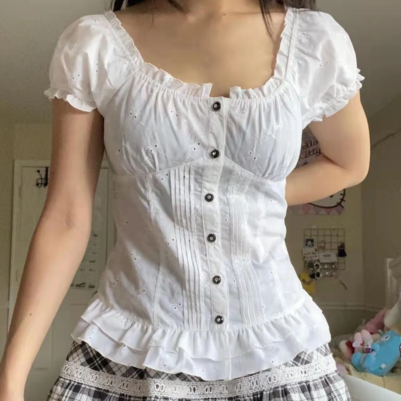 Title 2, Embroidered Chest Pleated Drawstring Discount L...