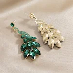 Brincos de pavão retrô com cristais e diamantes, um acessório de moda elegante e charmoso para complementar seu visual, perfeitos para eventos. — foto 6