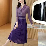 Suit Collar Double Breasted Waist Slimming Plus Size Stitching Fashion Dress — photo 5