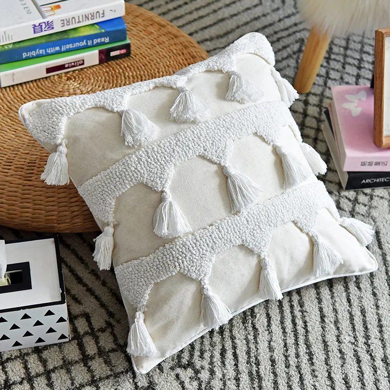 Title 2, Nordic Throw Pillow featuring Moroccan tufted d...
