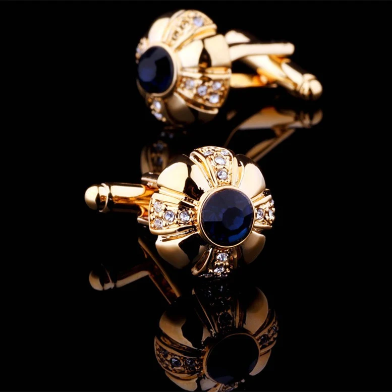 Abotoaduras francesas de ouro com diamantes para homens, um toque de sofisticação e elegância para camisas. — foto 9