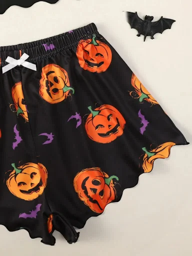 Title 18, Halloween Pumpkin Print Sleeveless Sling Top Sh...