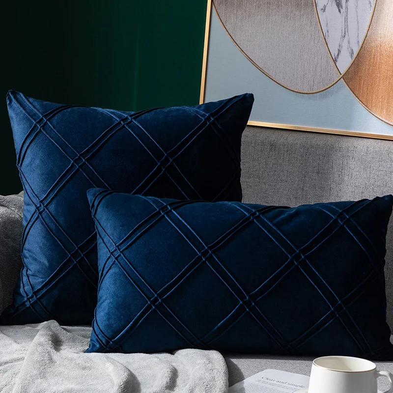 Fronha de travesseiro xadrez de veludo de cor pura para sofá, cama e casa, almofada de pelúcia curta, conforto e estilo. — foto 27