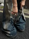 Men's Loose Double Zipper Yellow Mud Color Slightly Flared Jeans. Comfortable and stylish jeans for a relaxed fit and a — photo 14
