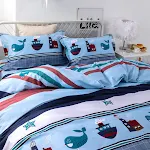 Jogo de cama infantil Corsair de quatro peças, 100% algodão com desenhos animados, para noites de sono aconchegantes e divertidas. — foto 1