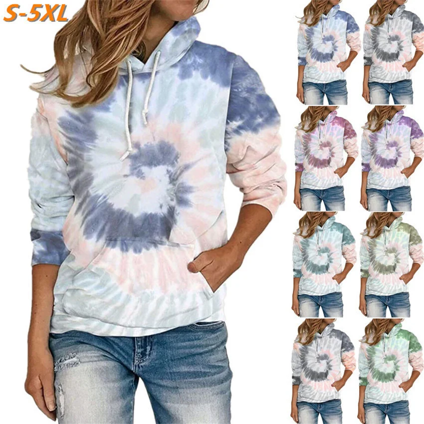 Moletom de manga comprida com capuz e estampa tie-dye — foto 1