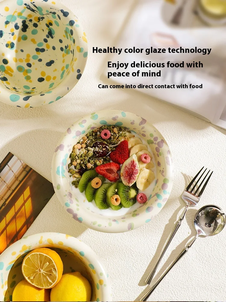 Title 4, Stylish Splash-Ink Ceramic Yogurt Bowl for beau...
