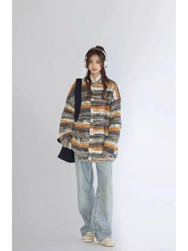 Title 4, Cardigan de malha estilo Harajuku de rua japonesa