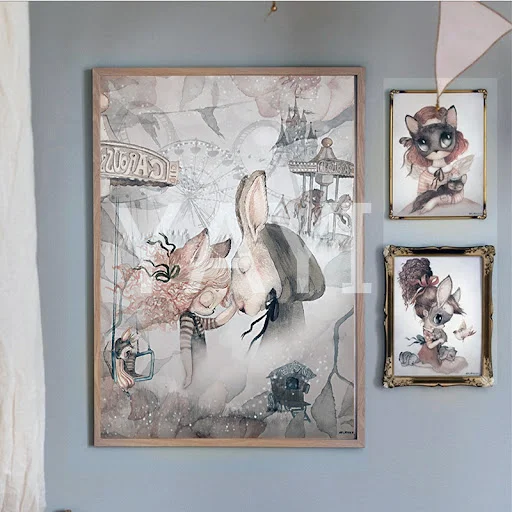 Title 3, Nordic Hand-painted Watercolor Living Room Deco...
