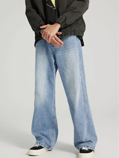 Title 5, Mens Retro Loose Wide Leg Ripped Jeans for a r...
