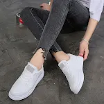 Student White Shoes Round Toe Lace-up Flat-bottomed Women's Sneakers. Comfortable, stylish and perfect for everyday wear — photo 1
