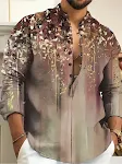 Camisa masculina Young Casual fina com estampa, manga longa e gola alta. Conforto e estilo para um visual moderno e casual. — foto 1
